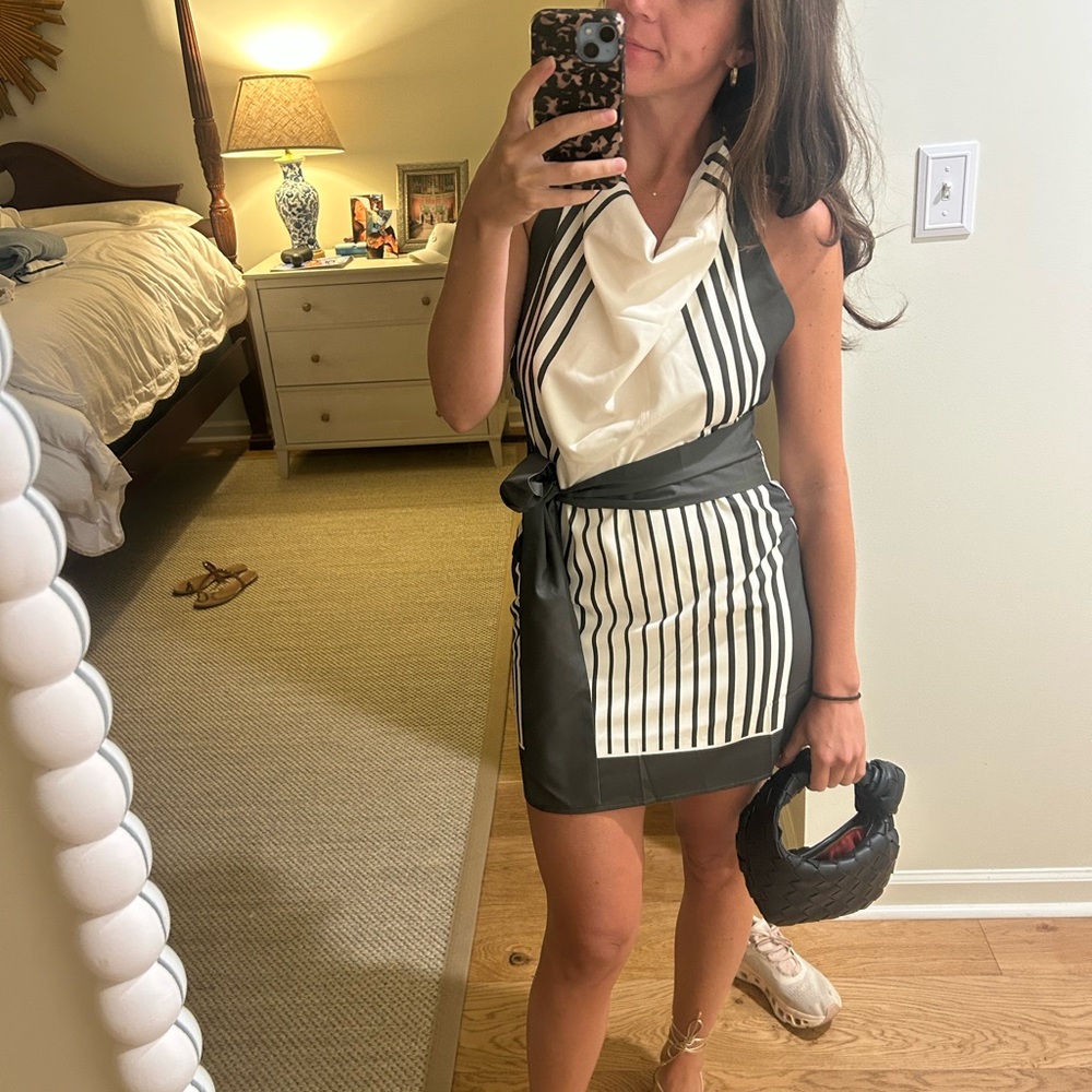 Stylish Green and White Striped Dress